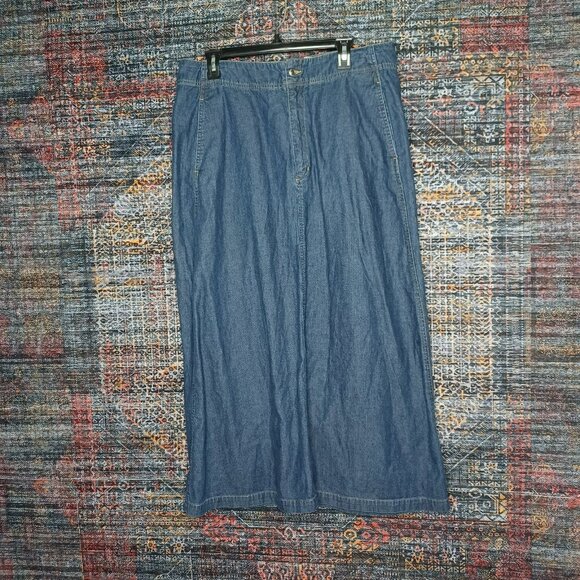 Eddie Bauer Dresses & Skirts - Eddie Bauer womens A-line maxi flap pocket denim jean skirt 16 EUC